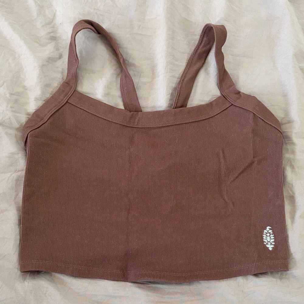 FP movement Ribbed Cropped Tank Top in Brown